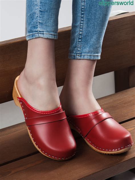 beautiful designer red colorful clogs.